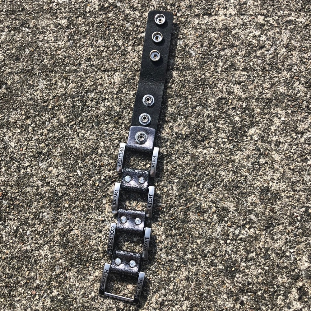Leather and CZ bracelet